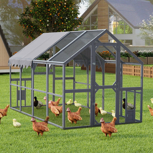 Outdoor Chicken Coop Enclosures 110" Large Kitten Playpen ,Upgrade Waterproof Cover-GREY