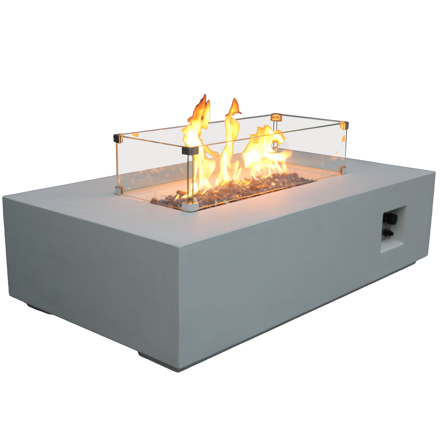 52 Inch Outdoor Concrete Propane gas rectangle Fire Pit table in Antique white color