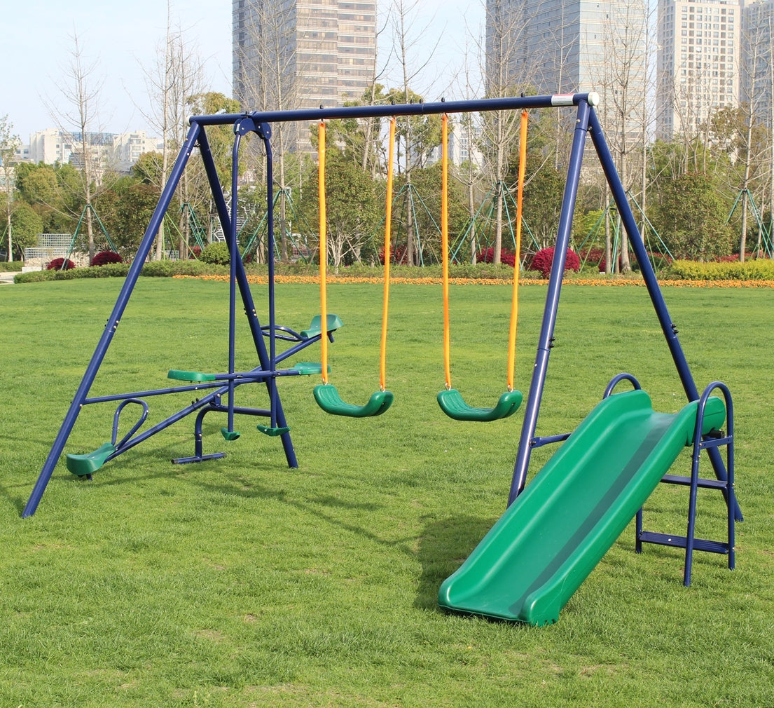 Metal Swing Set w/ Slide