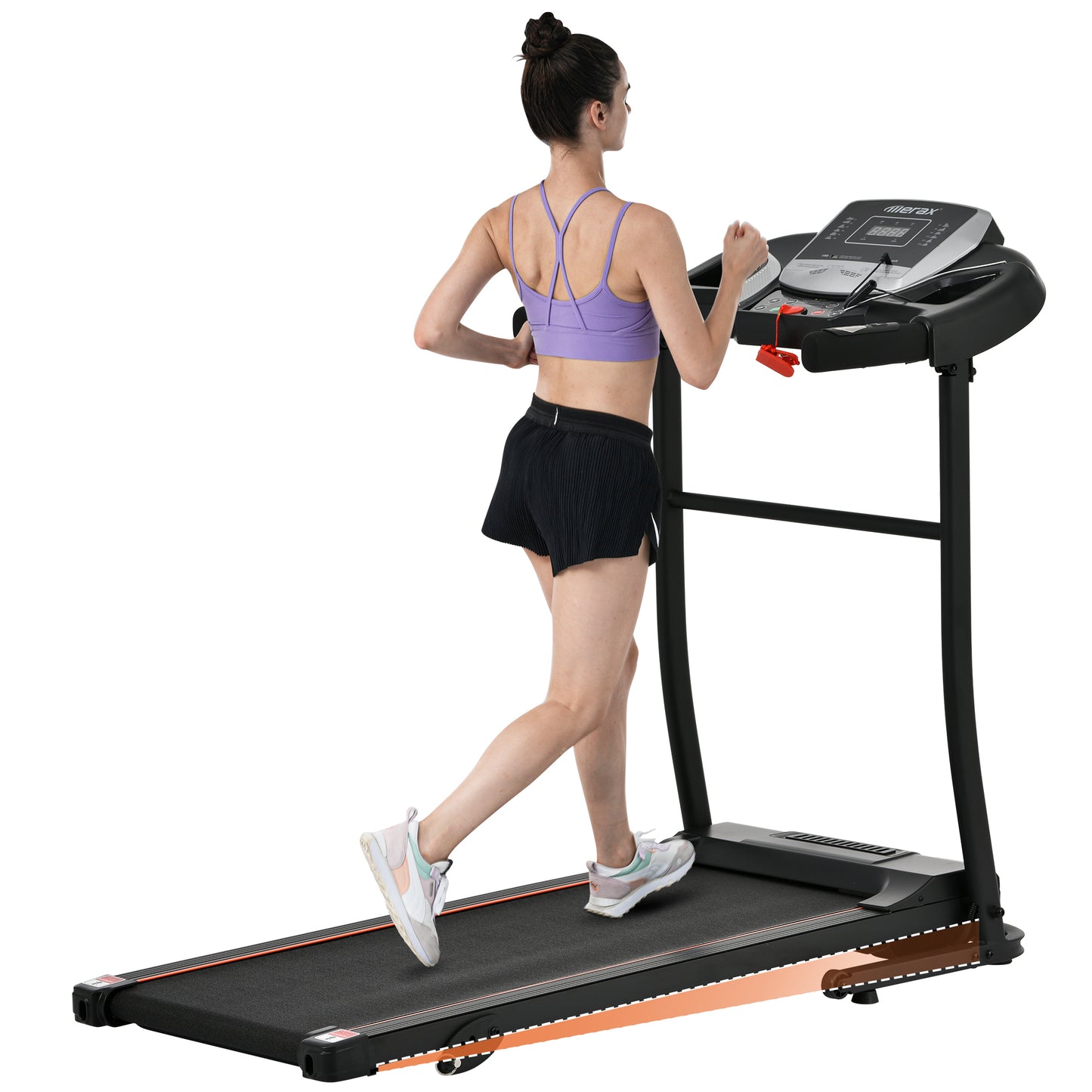 NEW Home Folding Treadmill with Pulse Sensor, 2.5 HP Quiet Brushless Motor , 7.5 MPH, 300LBS Weight Capacity Walking Jogging Machine with 3 Level Incline 12 Preset Programs for Home Gym