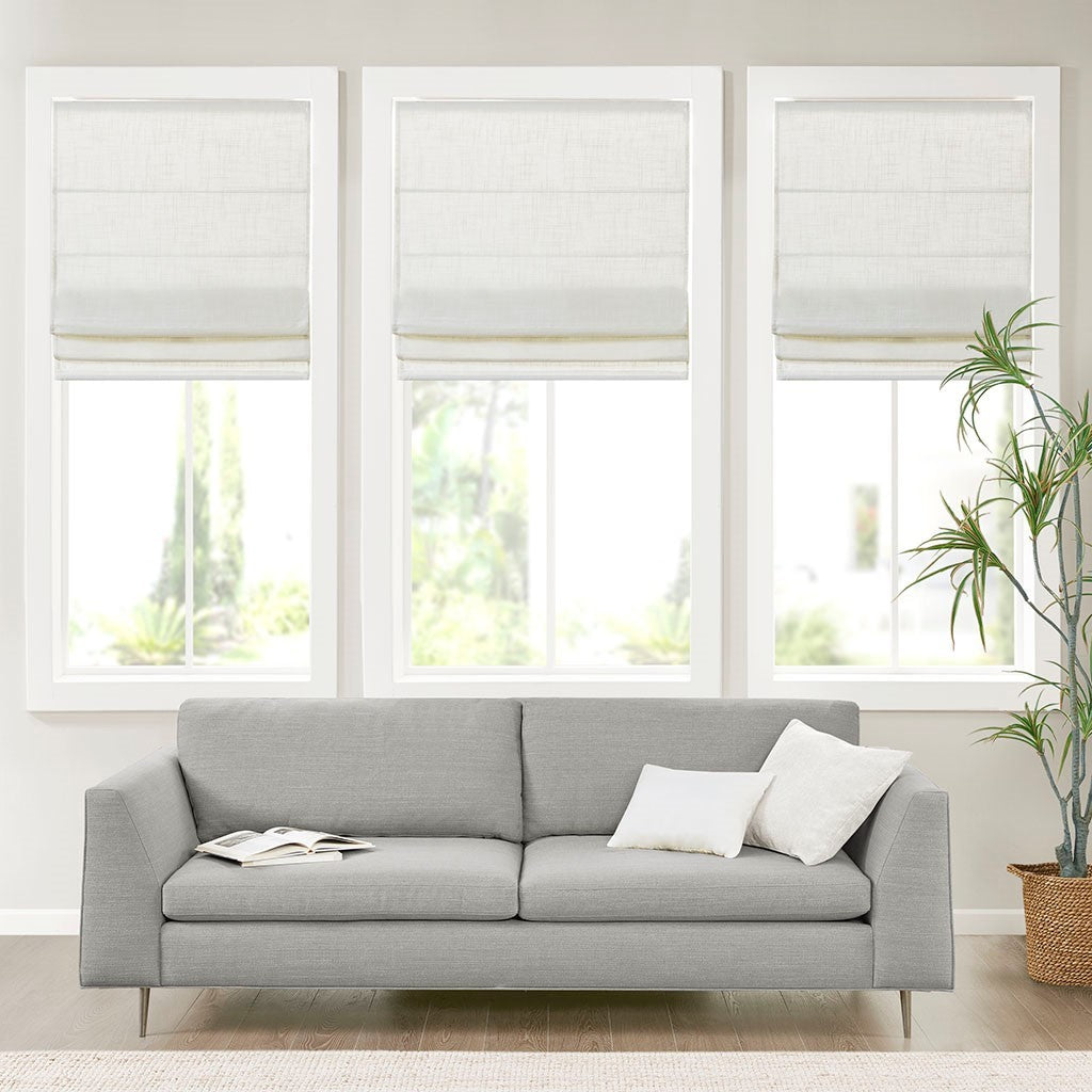 Linen Blend Light Filtering Cordless Roman Shade White 35x64'