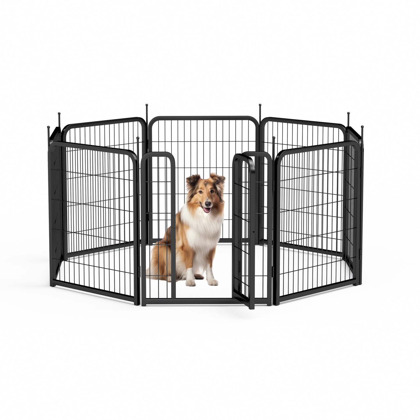 Dog Playpen Outdoor, 8 Panel Dog Fence 31.'' Pet Pen for Small Dogs Pet Exercise Pen for Puppy/Rabbit/Small Animals Portable Playpen for RV Camping Garden Yard, Indoor. Black, 26.3'' W x 31.5'' H.