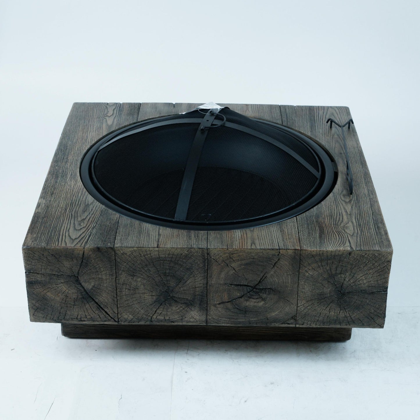 Wood-Fueled Outdoor Fire Pit with Wood Grain Design