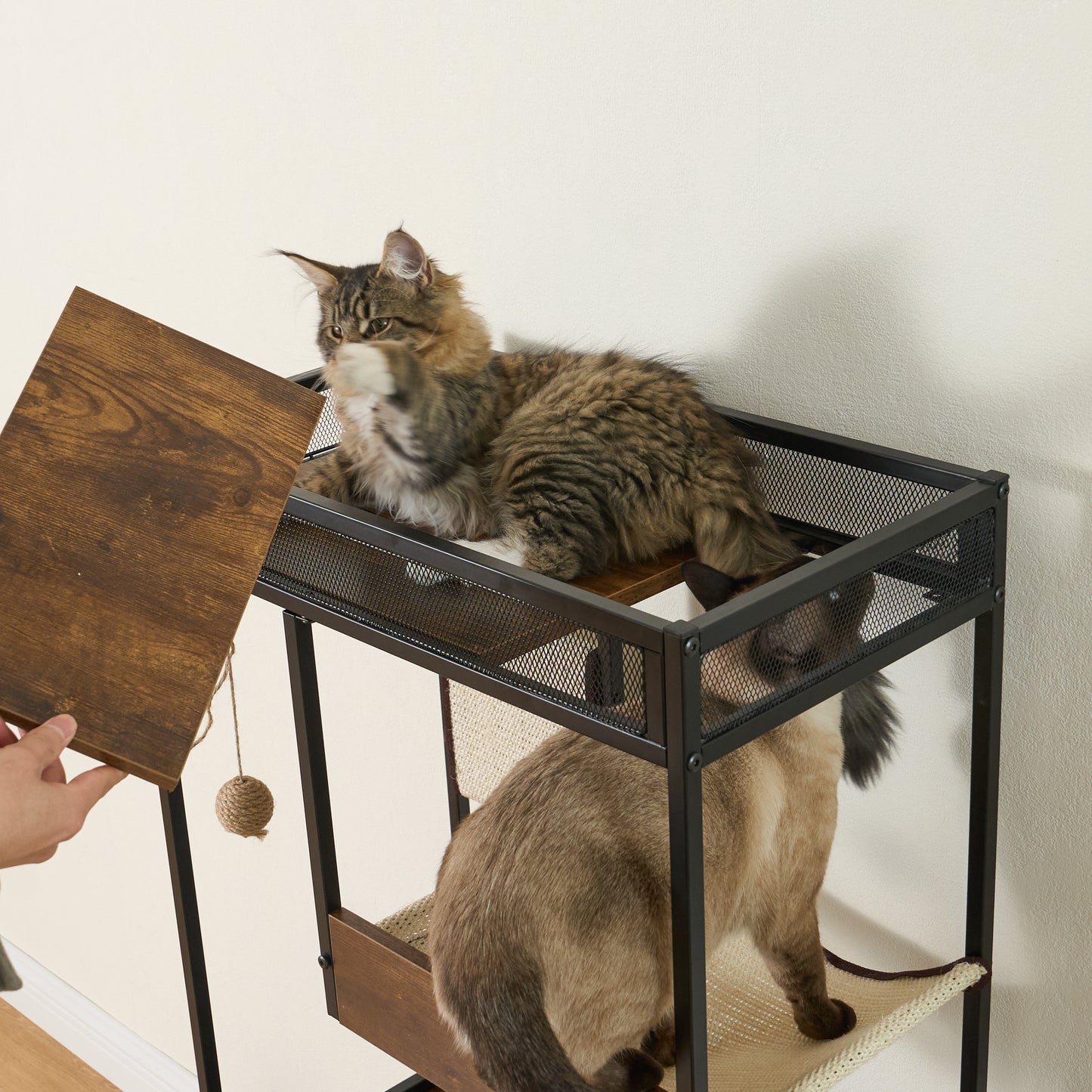 Cat Litter Box Enclosures with Cat Tree Tower, Cat Furniture ,Cat Cabinet