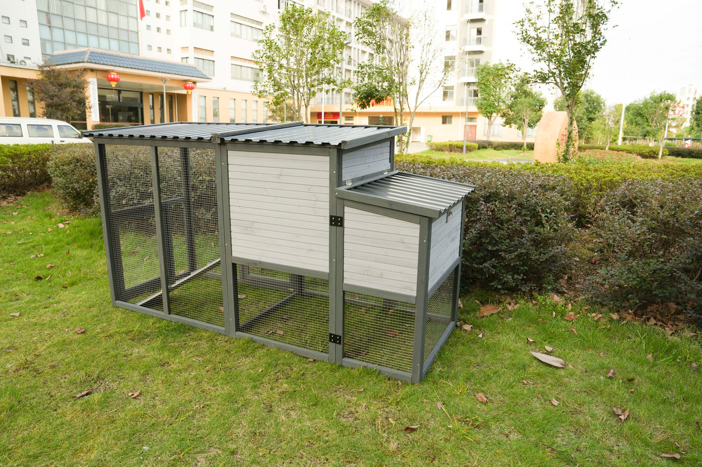 79"Large Chicken Coop with Upgraded Perches, Wooden Outdoor Chicken Cage with Large Nesting Box, Weatherproof Open Asphalt Roof &Removable Bottom, Duck House, Rabbit Hutch