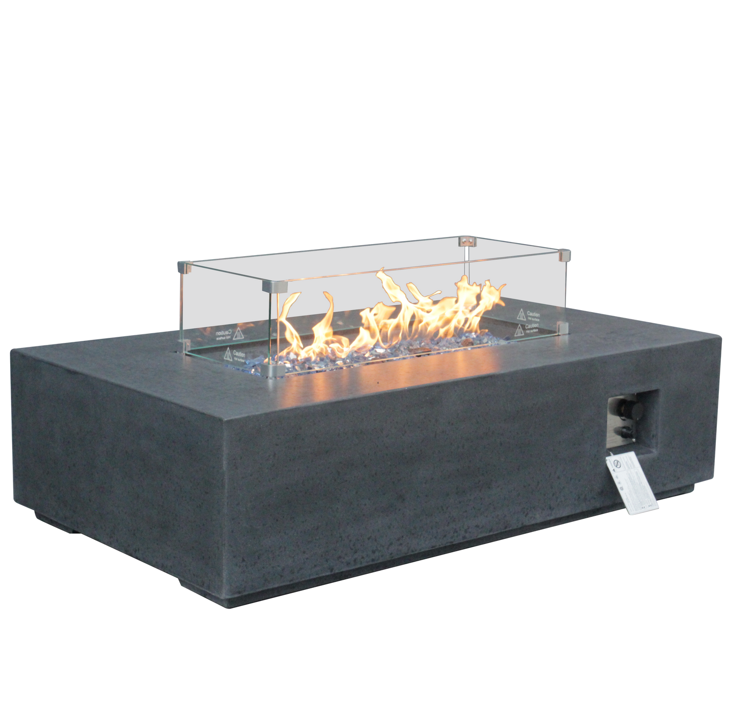 52 Inch Outdoor Concrete Propane gas rectangle Fire Pit table in Dark Gray color