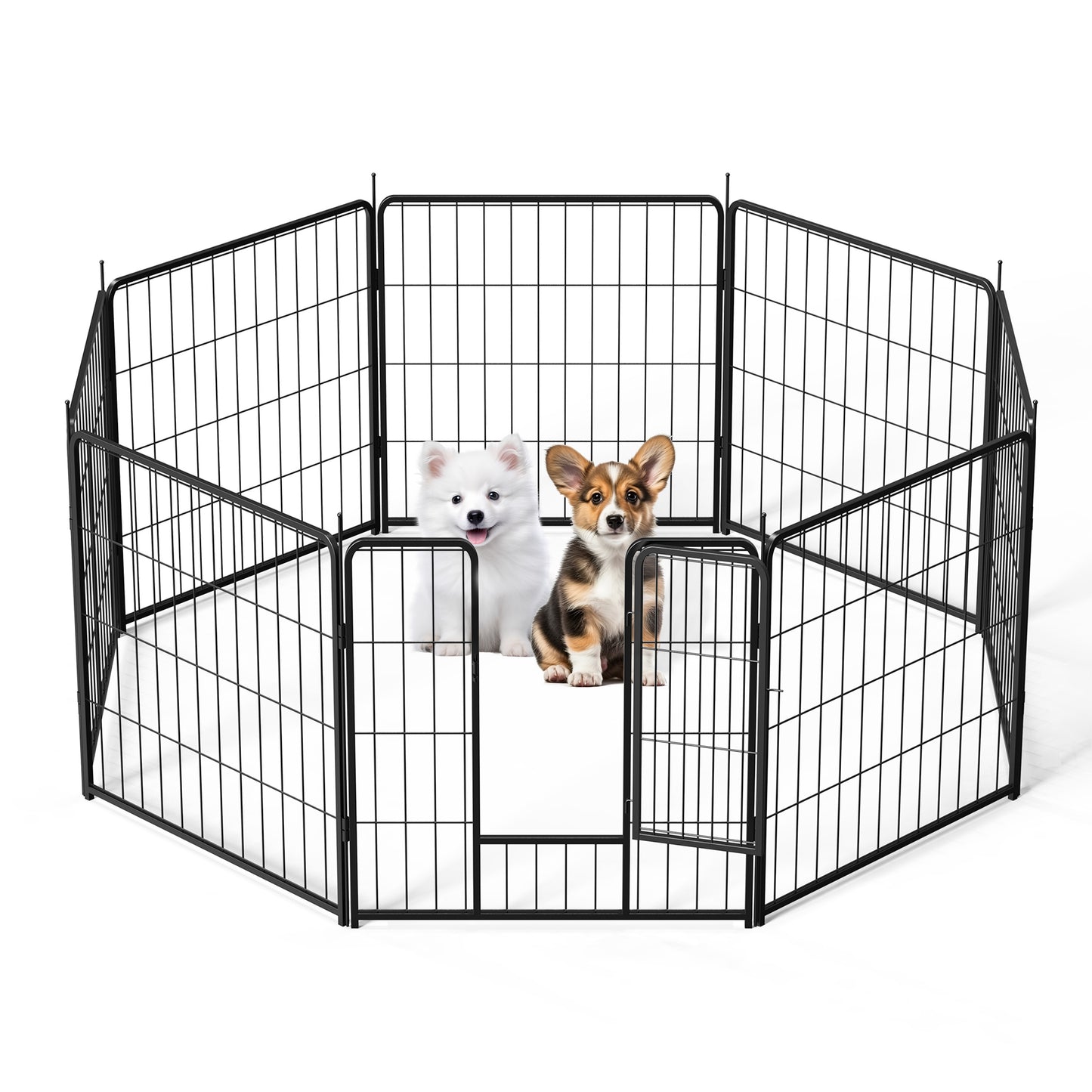 Dog Playpen Indoor Outdoor, 24" Height 8 Panels Fence with Anti-Rust Coating, Metal Heavy Portable Foldable Dog Pen for Large, Medium Small Dogs RV Yard Camping