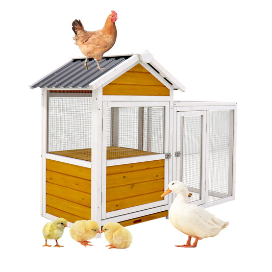 Large outdoor chicken coop Wooden chicken coop, duck coop with nest box, bird cage, rabbit cage - waterproof PVC board ( yellow brown  gradient 80°)