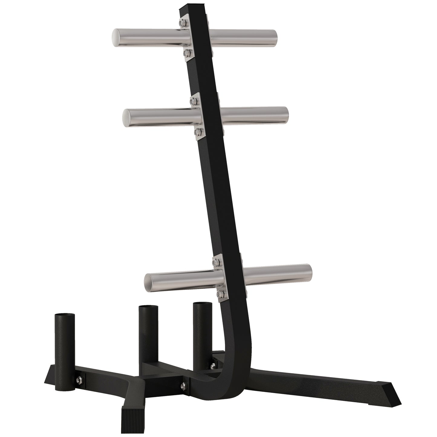 Soozier 2-inch Weight Rack for Plates and 3 Bars, Olympic Weight Tree Bumper Plate Storage Holder, 660 lbs. Capacity, Black