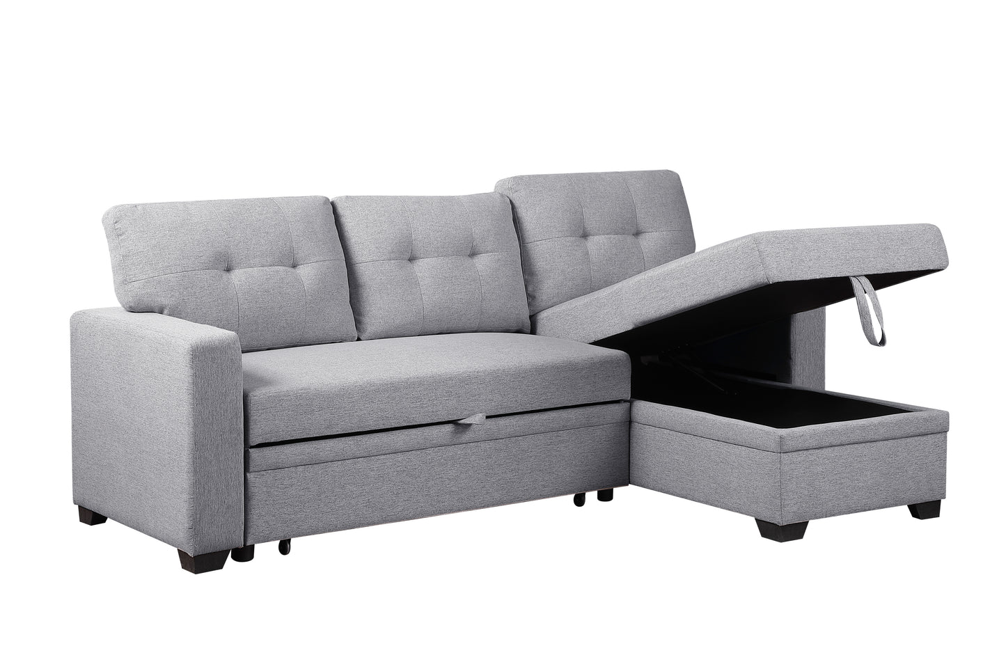 [SantaChoice] Upholstered Pull out Sectional Sofa with Chaise