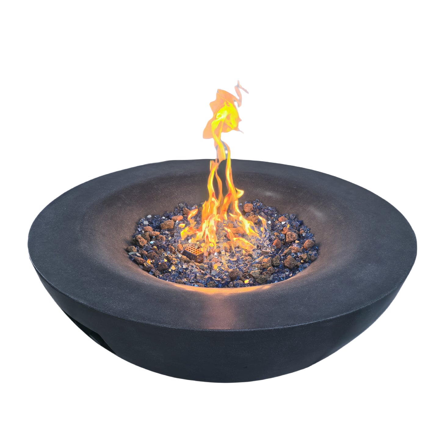 42 Inch Outdoor Concrete Propane gas Fire Pit bowl in Dark Gray color