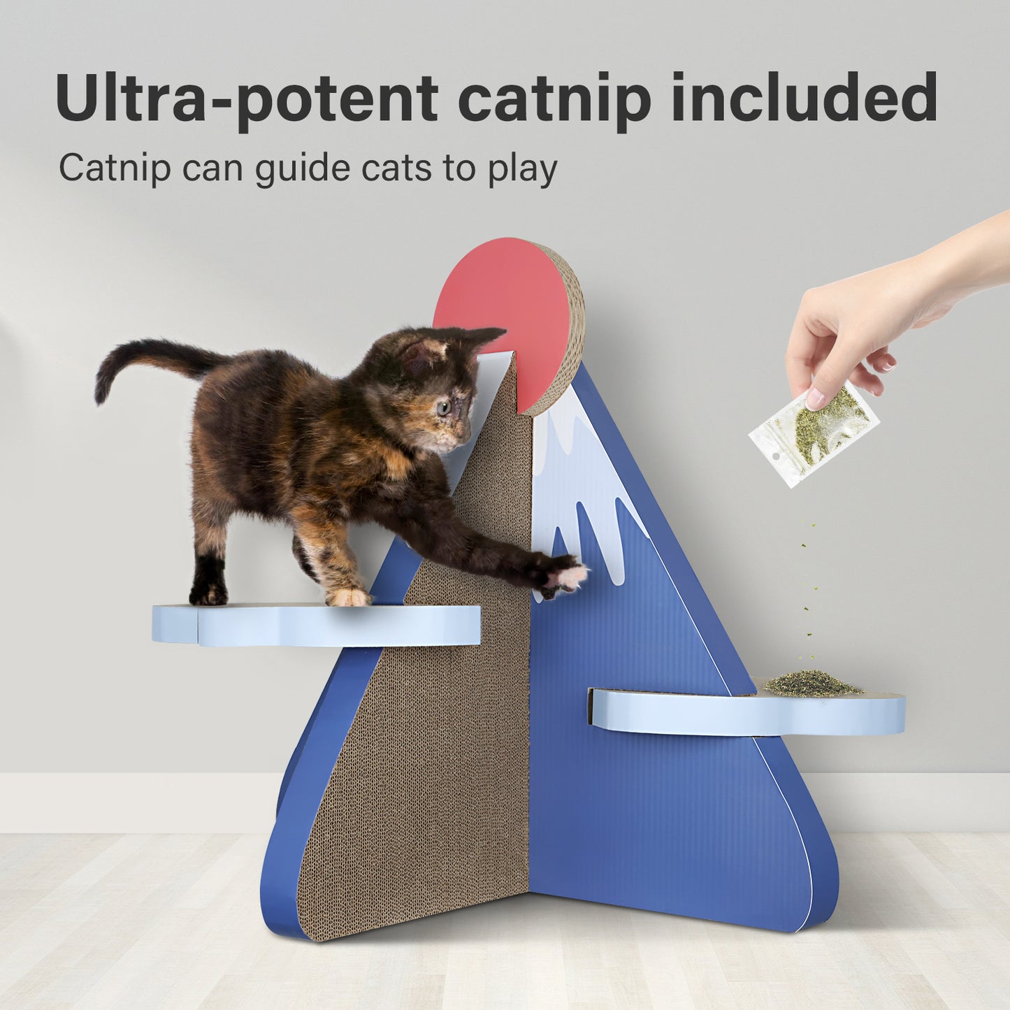 ScratchMe Cat Scratcher Post Board, Mount Fuji Shape Cat Scratching Lounge Bed, Durable Pad Prevents Furniture Damage