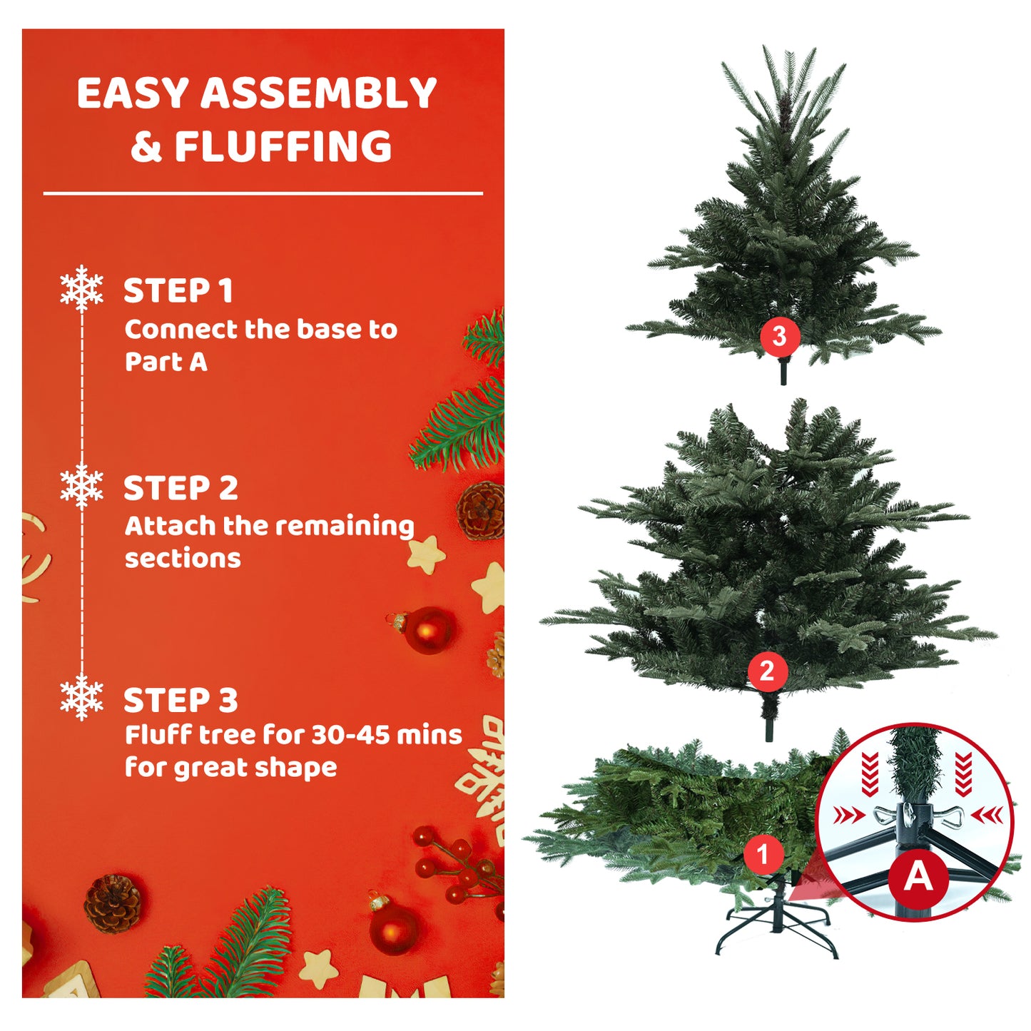 7.5FT Christmas Tree Simulate Nature Advanced Materials Premium Hinged Spruce Artificial Douglas Firs Tree, Christmas Holiday Party Atmosphere Decoration New Year Celebration PE Xmas Tree