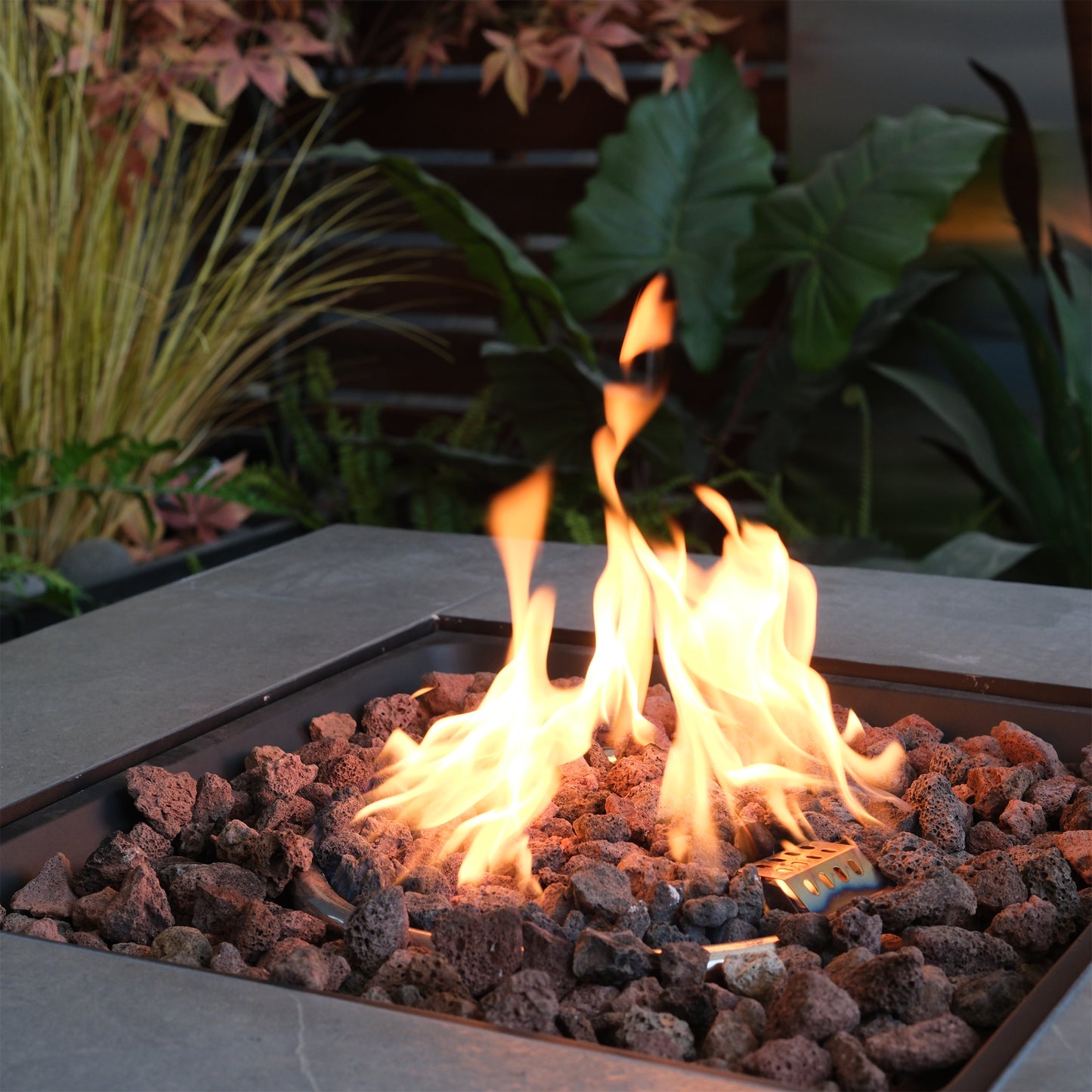 50000 BTU, CSA Certification Square  Gas Fire Table ,Contain 5 kg Lava Stone And Rainproof Cover,Magnesium Oxide Wood Grain Surface Finished,More Suitable for Outdoor Garden Backyard and Durable