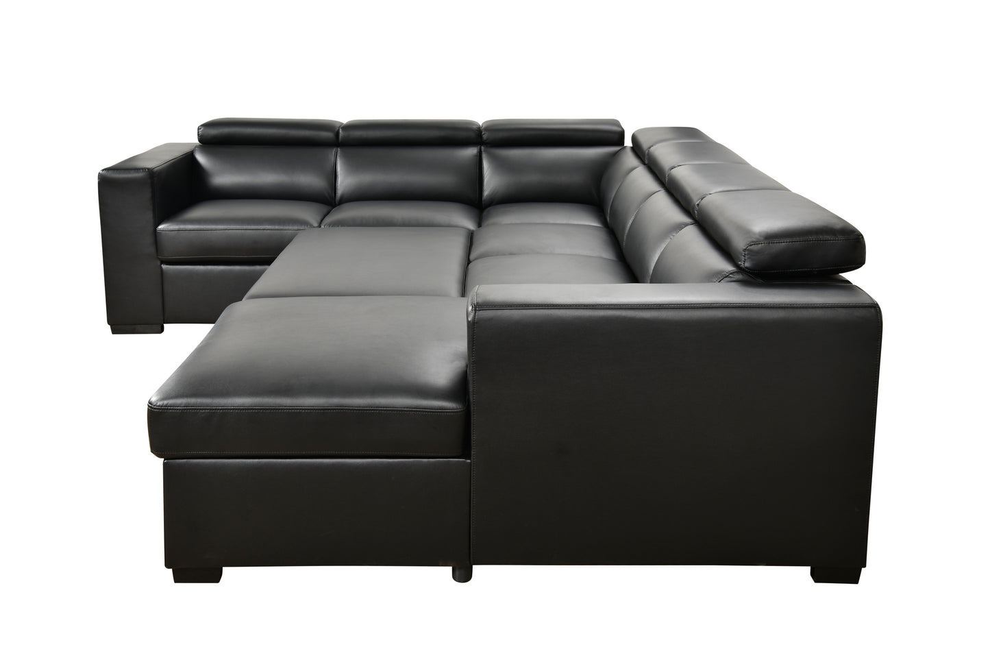 [SantaChoice] 123" Modern U Shaped 7-seat Sectional Sofa Couch with Adjustable Headrest, Sofa Bed with Storage Chaise-Pull Out Couch Bed for Living Room ,Black