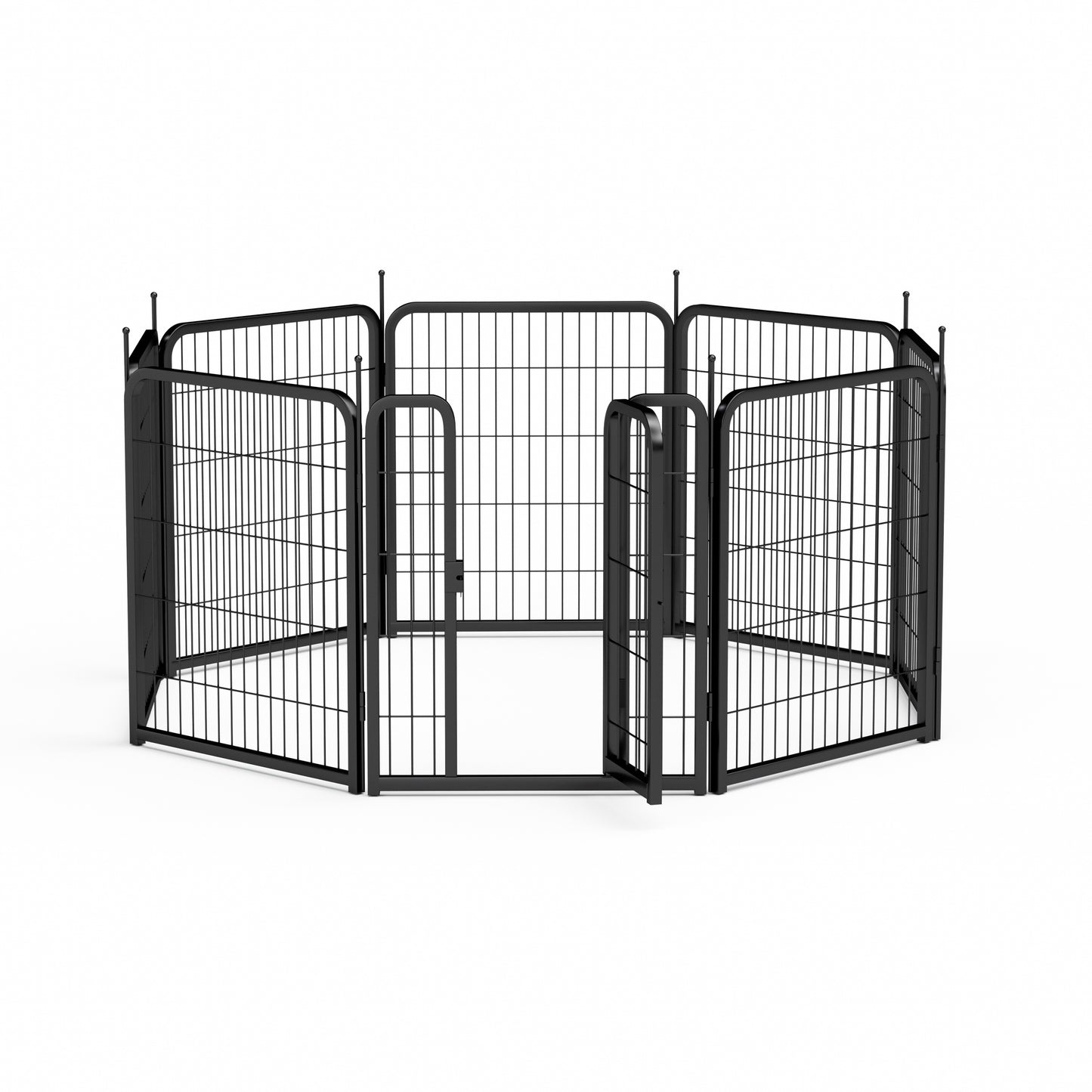 Dog Playpen Outdoor, 8 Panel Dog Fence 31.'' Pet Pen for Small Dogs Pet Exercise Pen for Puppy/Rabbit/Small Animals Portable Playpen for RV Camping Garden Yard, Indoor. Black, 26.3'' W x 31.5'' H.