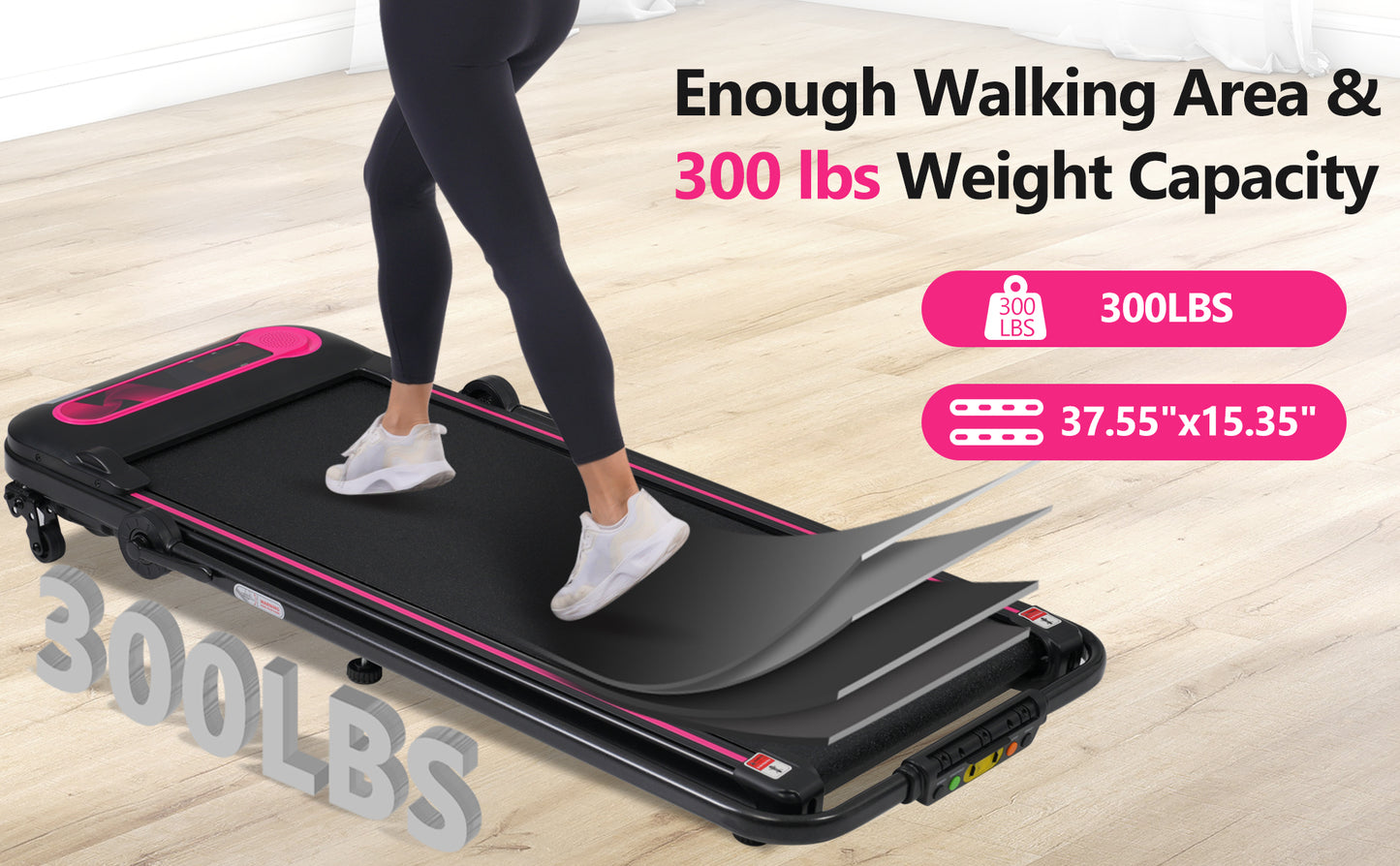 NEW Folding Walking Pad Under Desk Treadmill for Home Office -2.5HP Walking Treadmill With Incline 0.5-7.5MPH 300LBS Capacity Treadmill for Walking Running - Two Ways to Adjust Speed