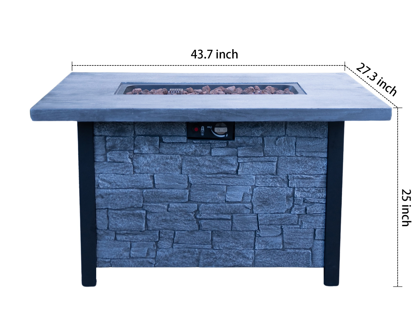 44" W x 25" H Outdoor Patio Propane Gas Fire Pit Table - 50,000 BTU High-temperature-resistant carving process for environmentally friendly materials with the effect of cultured stone