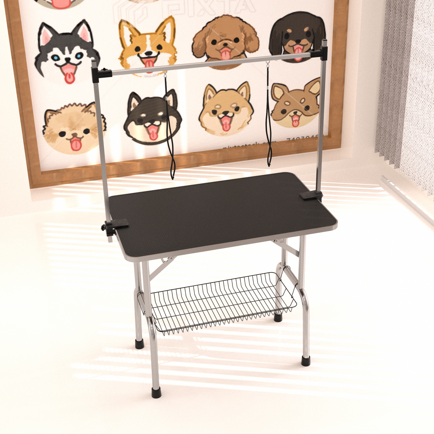 36" Professional Dog Pet Grooming Table Adjustable Heavy Duty Portable w/Arm & Noose & Mesh Tray