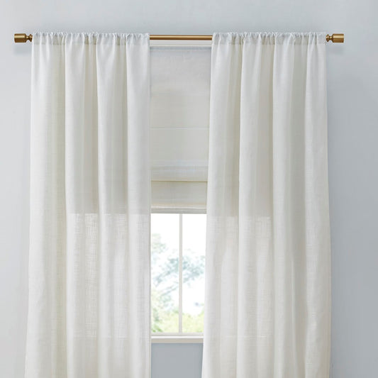 Linen Blend Light Filtering Cordless Roman Shade White 27x64'