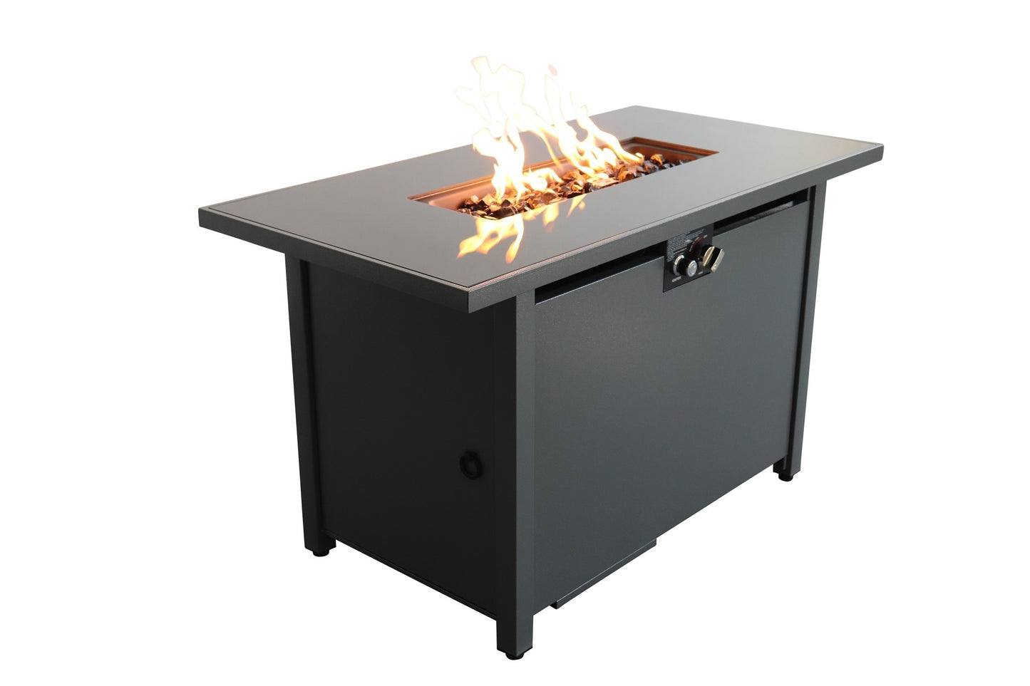 25'' H x 42'' W Steel Outdoor Fire Pit Table with Lid (Black)