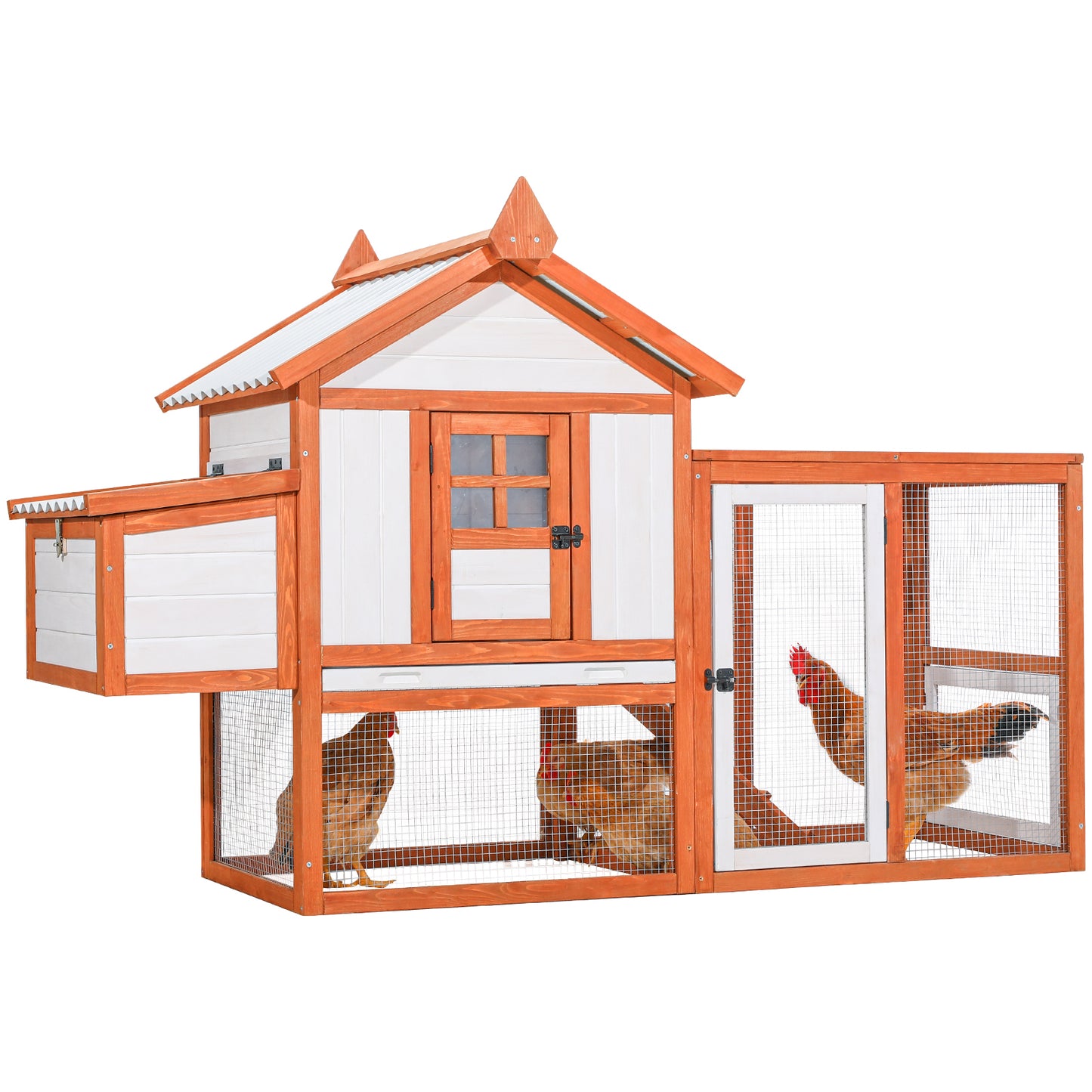 Weatherproof Outdoor Chicken Coop with Nesting Box, Outdoor Hen House with Removable Bottom for Easy Cleaning, Weatherproof Poultry Cage, Rabbit Hutch, Wood Duck House