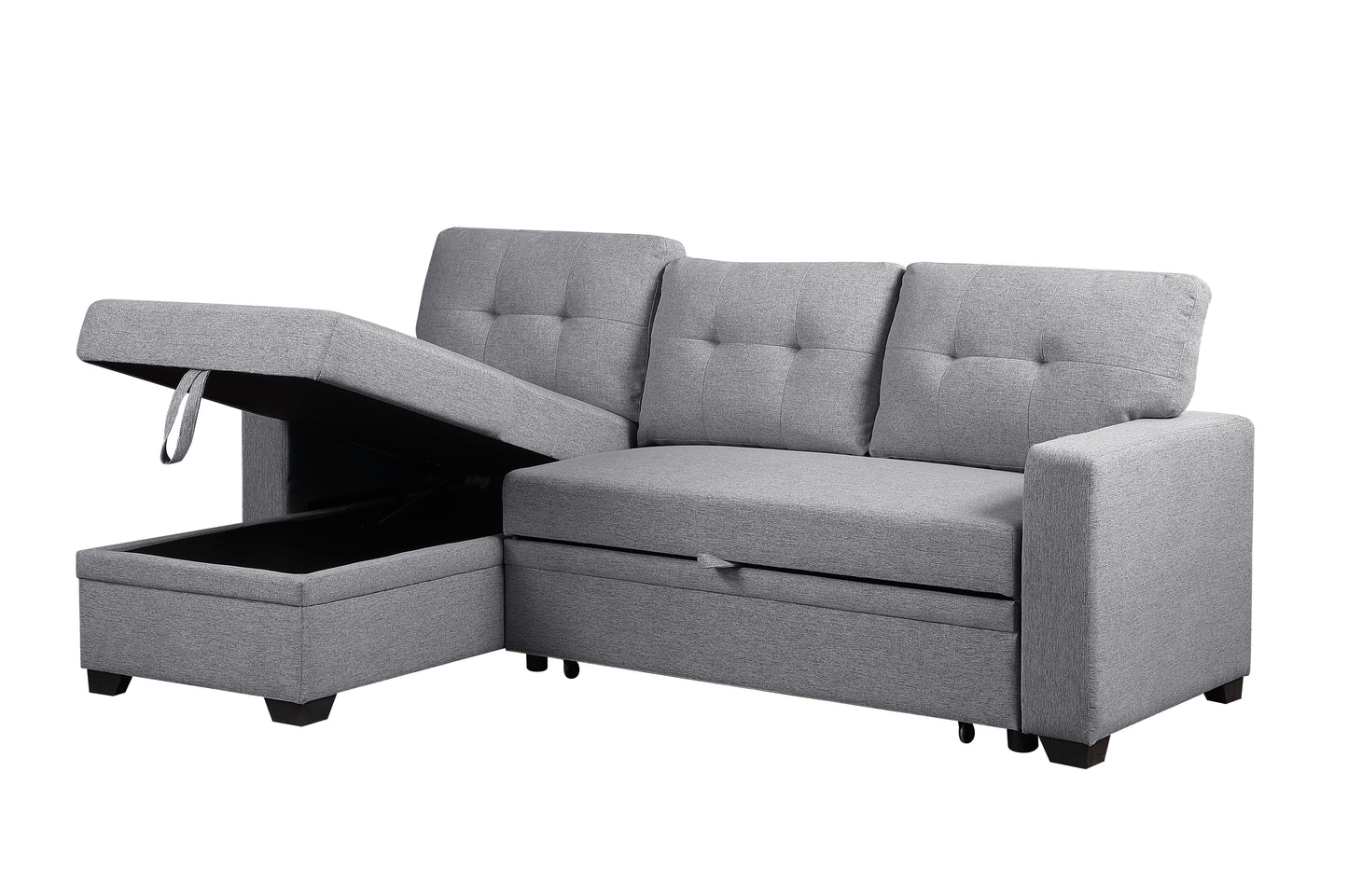 [SantaChoice] Upholstered Pull out Sectional Sofa with Chaise