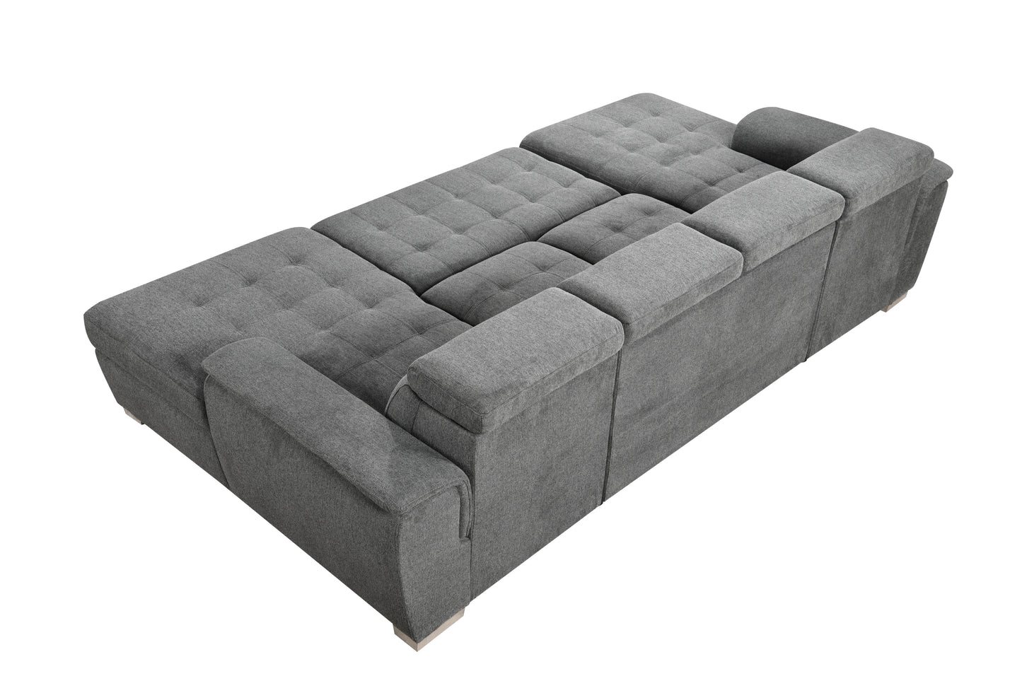 [SantaChoice] U Shaped Sleeper Sofa, 121 inch Overisze - 2 in 1 Pull Out Bed, Sectional Sleeper Sofa with Double Storage Chaise for Living Room Furniture, Dark Grey