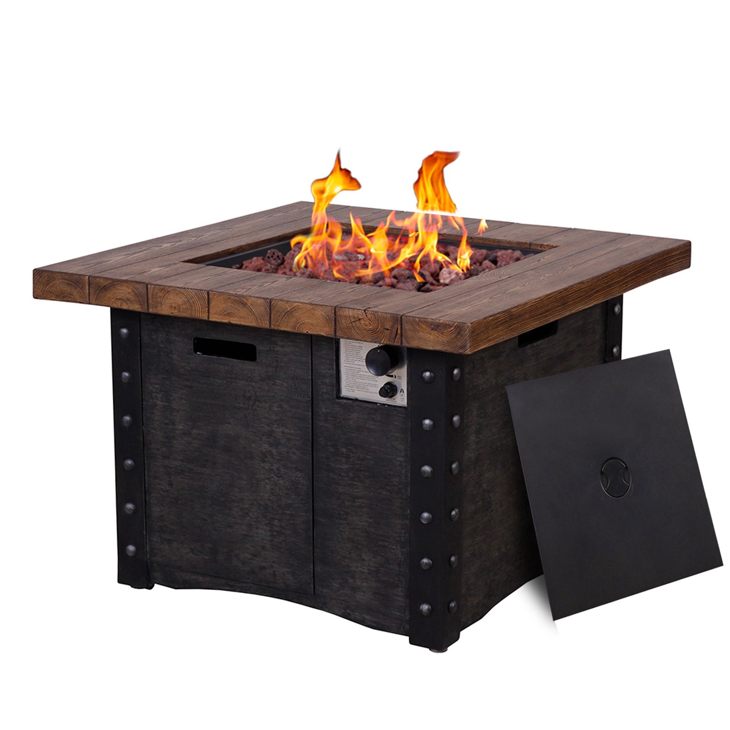 Good Product 50,000 BTU Outdoor Gas Fire Table , Faux Woodgraine table top Fire Pit