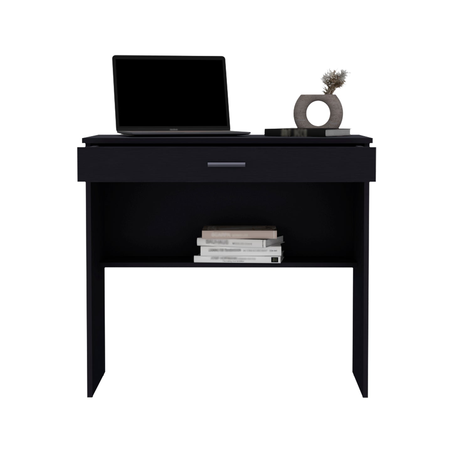 80 C Writting Desk, Compact Workstation with Drawer and Lower Shelf