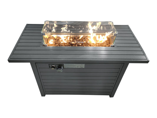 11'' H x 42'' L Steel Propane Outdoor Fire Pit Table with Lid