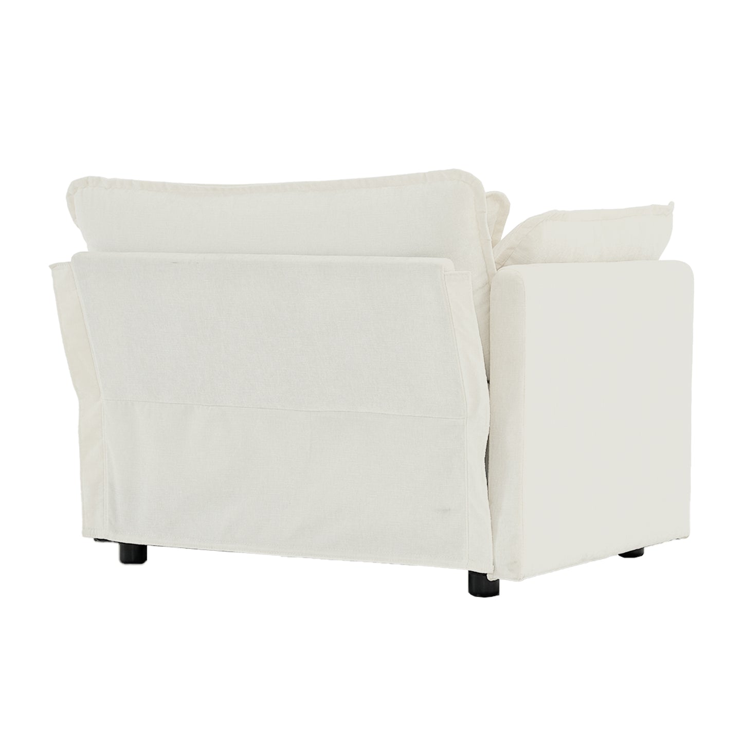 [SantaChoice] Comfy Deep Single Seat Sofa Upholstered Reading Armchair Living Room Chair White Chenille Fabric , 1 Toss Pillow