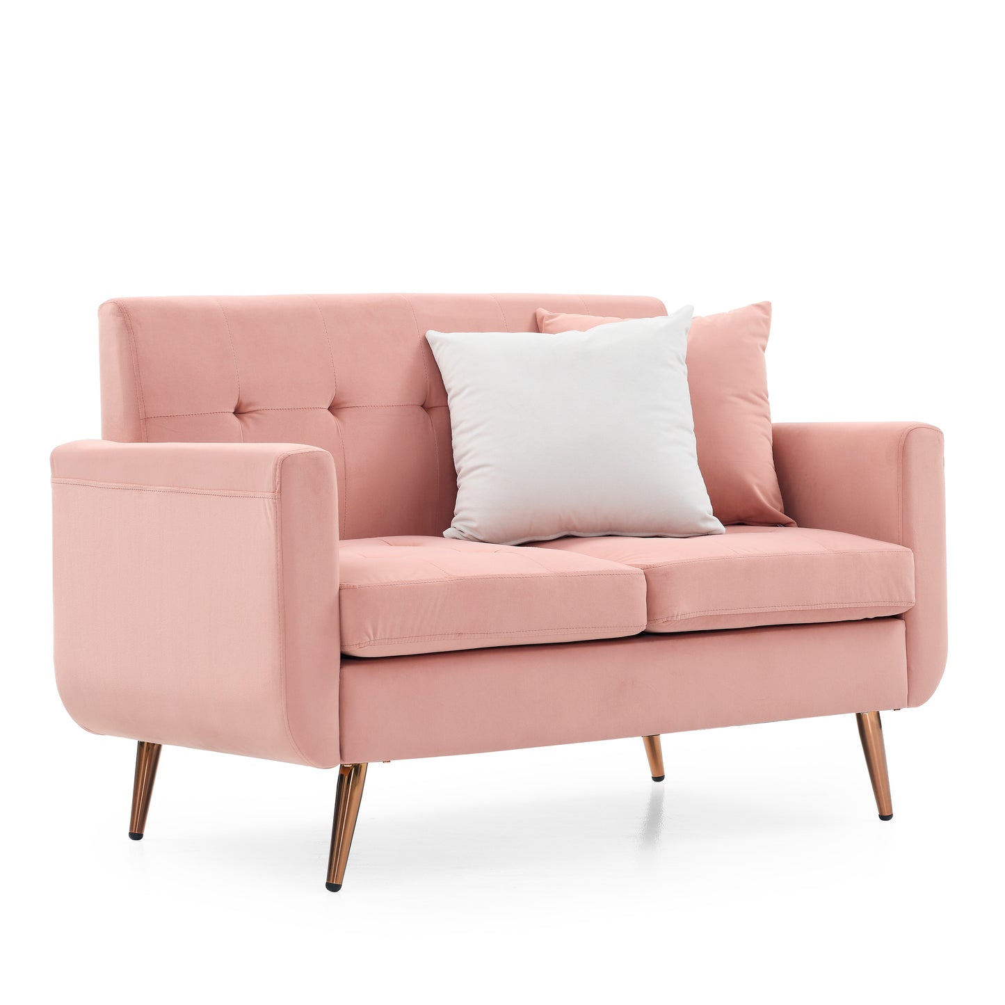 [SantaChoice] Loveseat Sofa, Mid Century Modern Decor Love Seat Couches for Living Room, Button Tufted Upholstered Small Couch for Bedroom, Solid and Easy to Install Love Seats Furniture,Pink