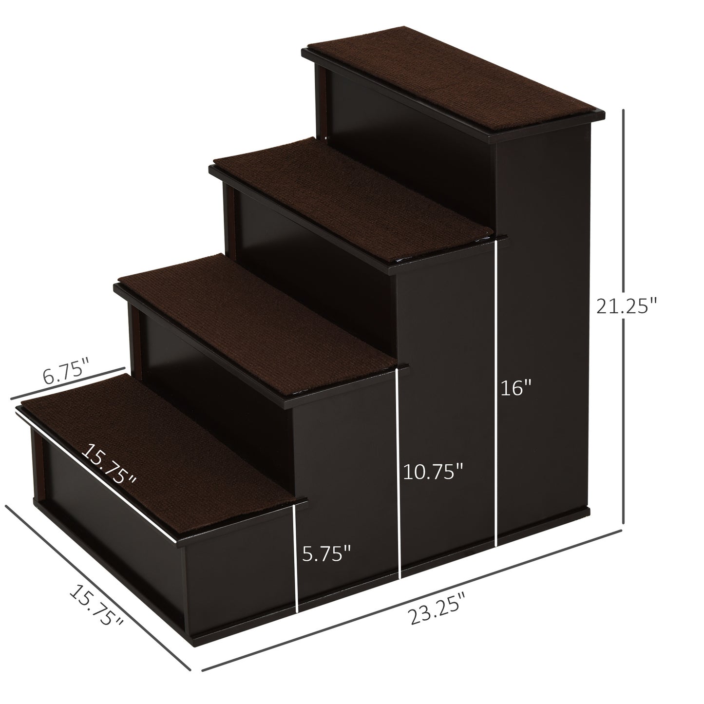 PawHut Pet Stairs, Small Pet Steps with Cushioned Removable Covering for Dogs and Cats Up To 22 Lbs., Brown