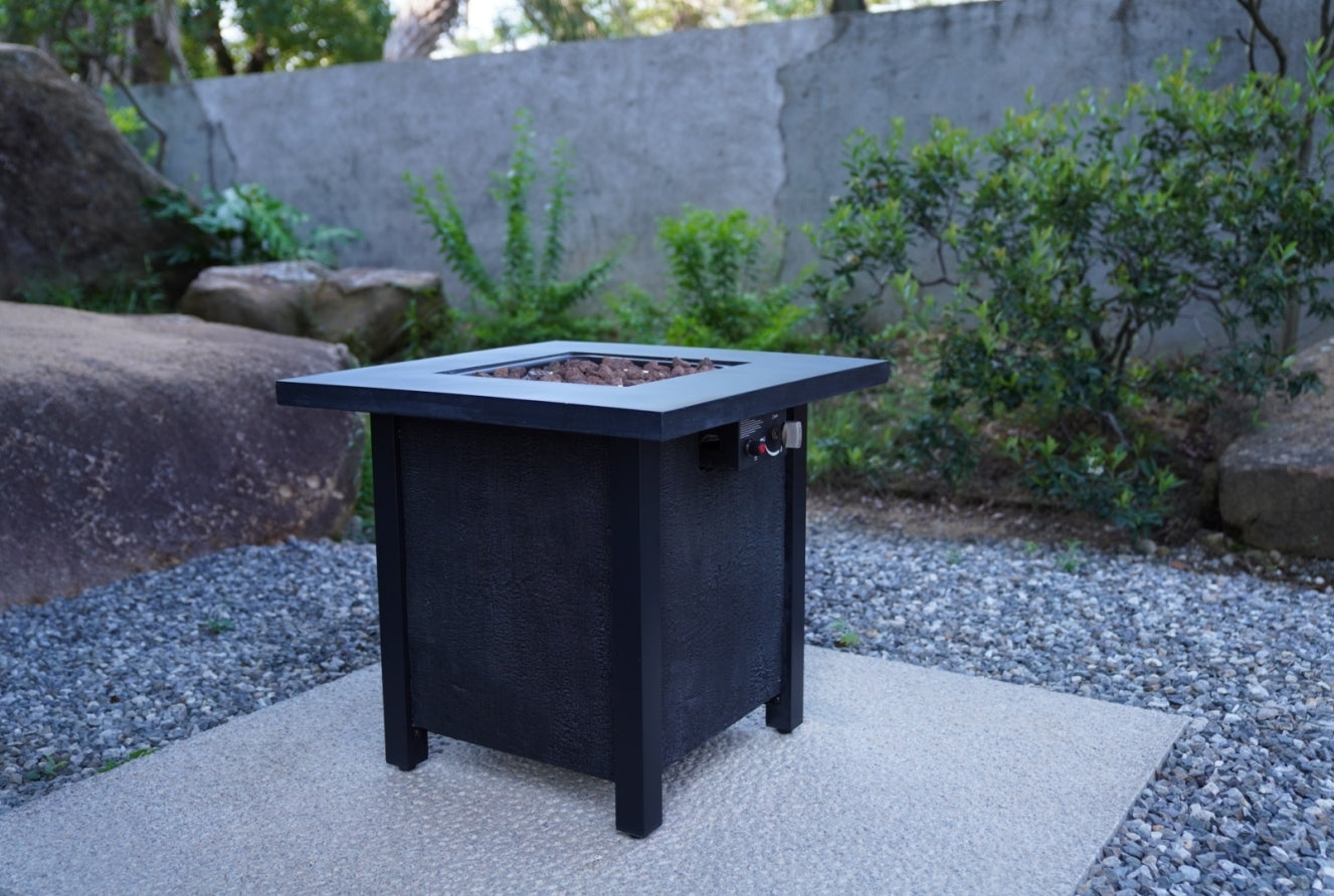 25" H Outdoor Patio Propane Gas Fire Pit Table - 50,000 BTU High-temperature-resistant carving process for environmentally friendly materials with the effect of rattan weaving grain