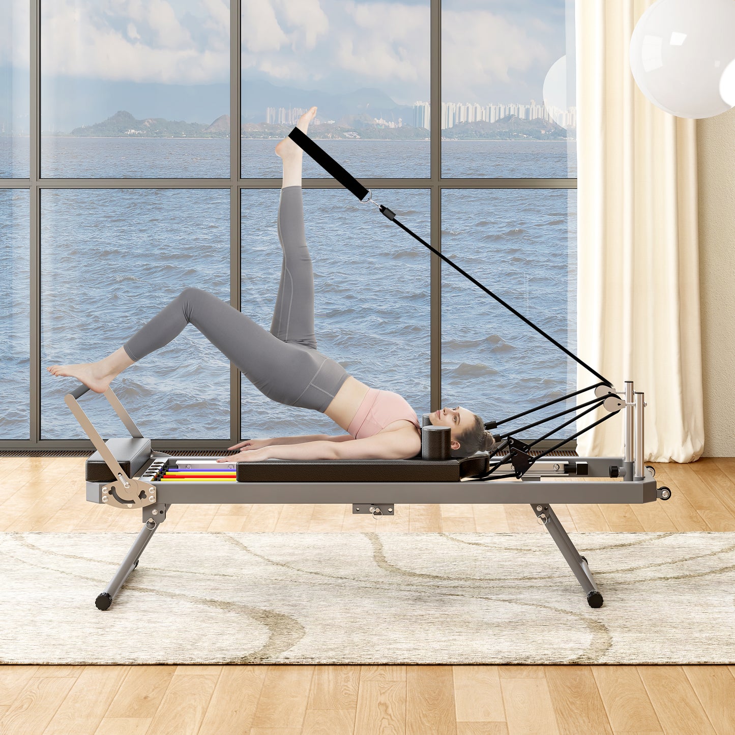 Pilates core bed, foldable home high quality, yoga studio same commercial fitness equipment, black