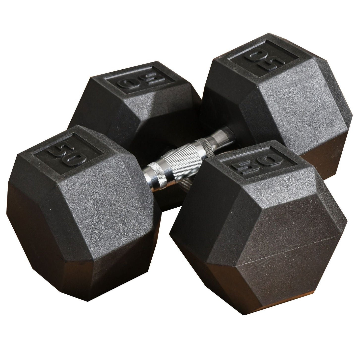 Soozier 2 x 50lbs Hex Dumbbell Set of 2, Rubber Weights Exercise Fitness Dumbbell with Non-Slip Handles, Anti-roll, for Women or Men Home Gym Workout