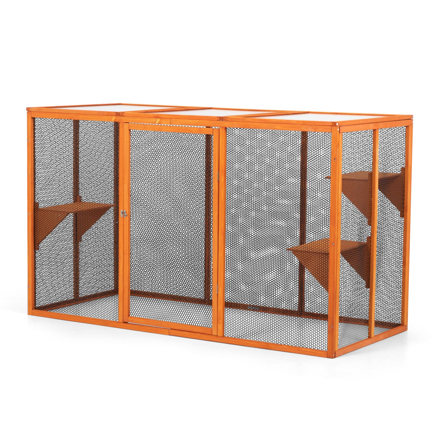 Detachable Cat Enclosure with Waterproof Roof and 3 Jumping Platforms, Orange