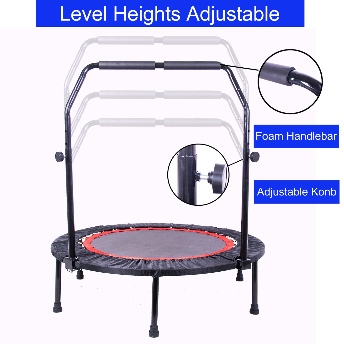 40 Inch Mini Exercise Trampoline for Adults or Kids  Indoor Fitness Rebounder Trampoline with Safety Pad  Max. Load 300LBS