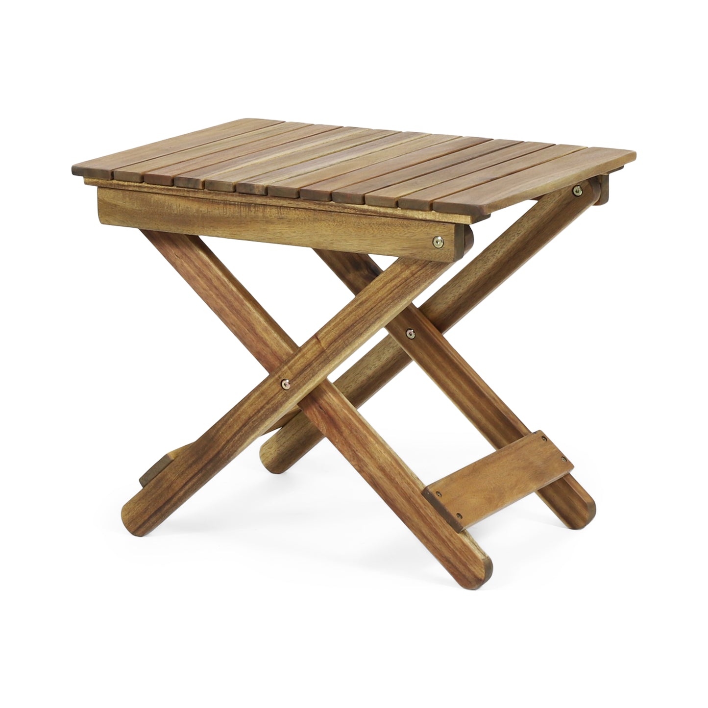 Outdoor Folding Wooden Side Table, Natural, 15"D x 22.75"W x 18.25"H