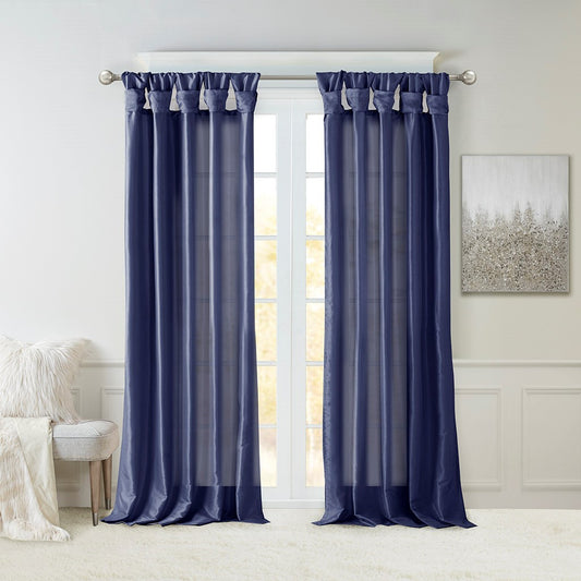 Twist Tab Lined Window Curtain Panel Navy 50x120'