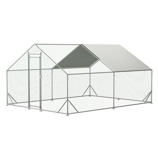 Large Metal Chicken Coop, Walk-in Chicken Run,Galvanized Wire Poultry Chicken Hen Pen Cage, Rabbits Duck Cages with Waterproof and Anti-Ultraviolet Cover for Outside(10' L x 13 W x 6.56' H)