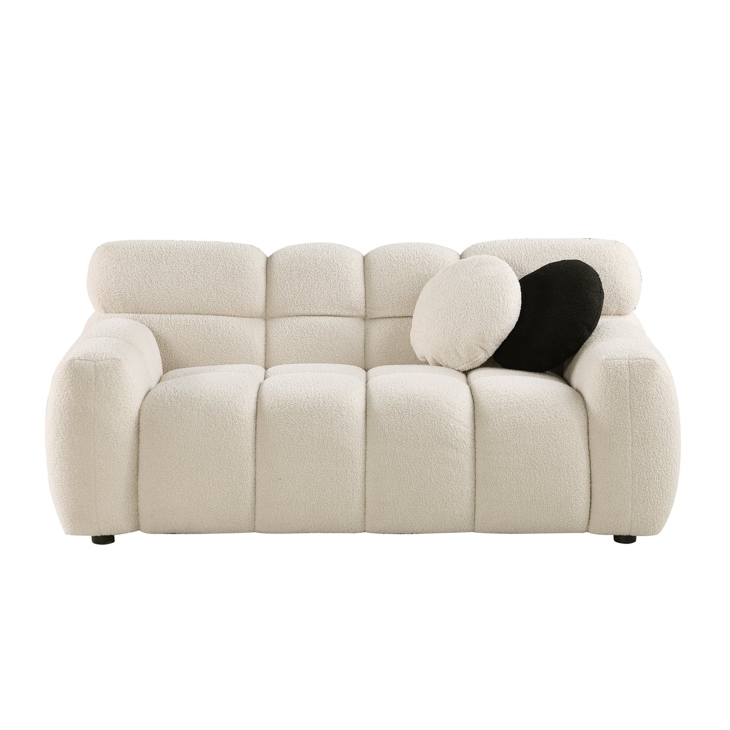 [SantaChoice] 64.96 length ,35.83" deepth ,human body structure for USA people,  marshmallow sofa,boucle sofa ,2  seater, BEIGE  BOUCLE