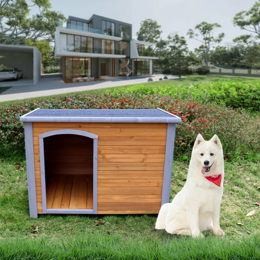 Dog House Outdoor & Indoor  Wooden Dog Kennel for Winter with Raised Feet Weatherproof for Large Dogs