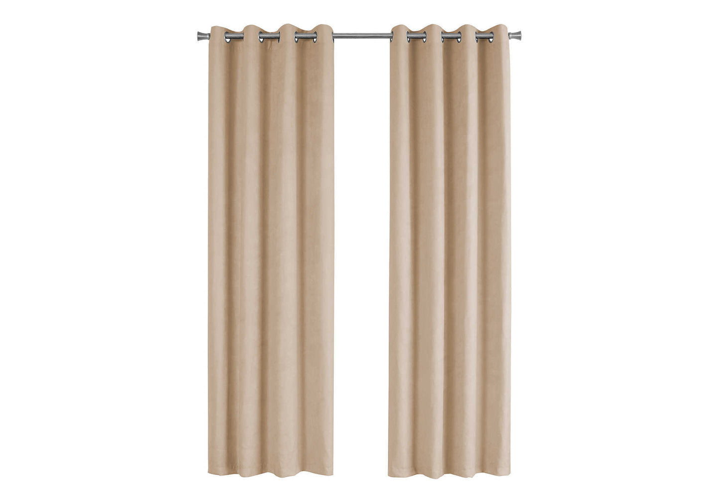 Curtain Panel, 2pcs Set, 54'w X 84'l, Room Darkening, Grommet, Living Room, Bedroom, Kitchen, Beige Micro Suede, Contemporary, Modern