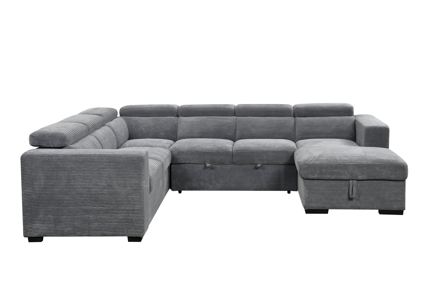 [SantaChoice] 123" Oversized Modern U-Shaped 7-seat Sectional Sofa Couch with Adjustable Headrest, Sofa Bed with Storage Chaise,Pull Out Couch Bed for Living Room ,Dark Gray