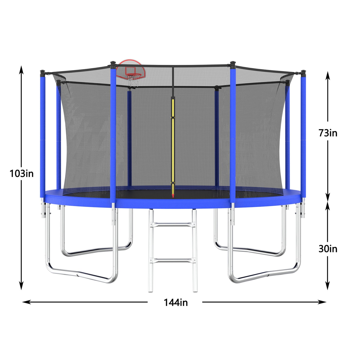 12FT Trampoline for Kids & Adults with Basketball Hoop and Ball ,Recreational Trampolines with Safety Enclosure for Back Yard Outdoor