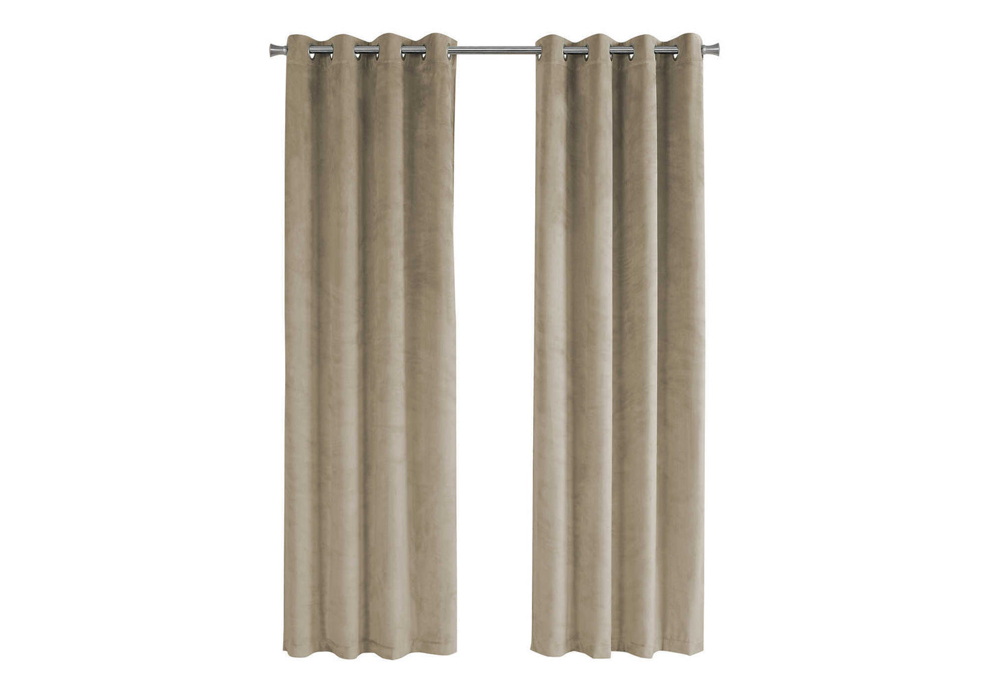 Curtain Panel, 2pcs Set, 54'w X 95'l, Room Darkening, Grommet, Living Room, Bedroom, Kitchen, Beige Velvet, Contemporary, Modern