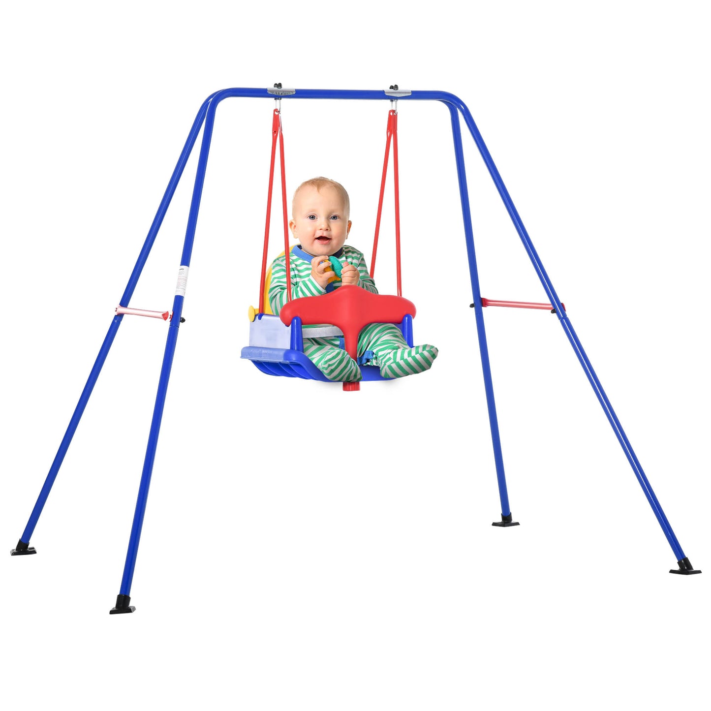 Baby Swing Set for Backyard Indoor/Outdoor, Solid Metal Frame with Baby Seat Harness for Kid Age 6-36 Months