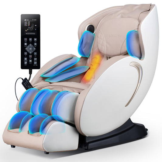 BOSSCARE 3D Zero Gravity Massage Chair,Full Body Shiatsu Recliner with APP Beige